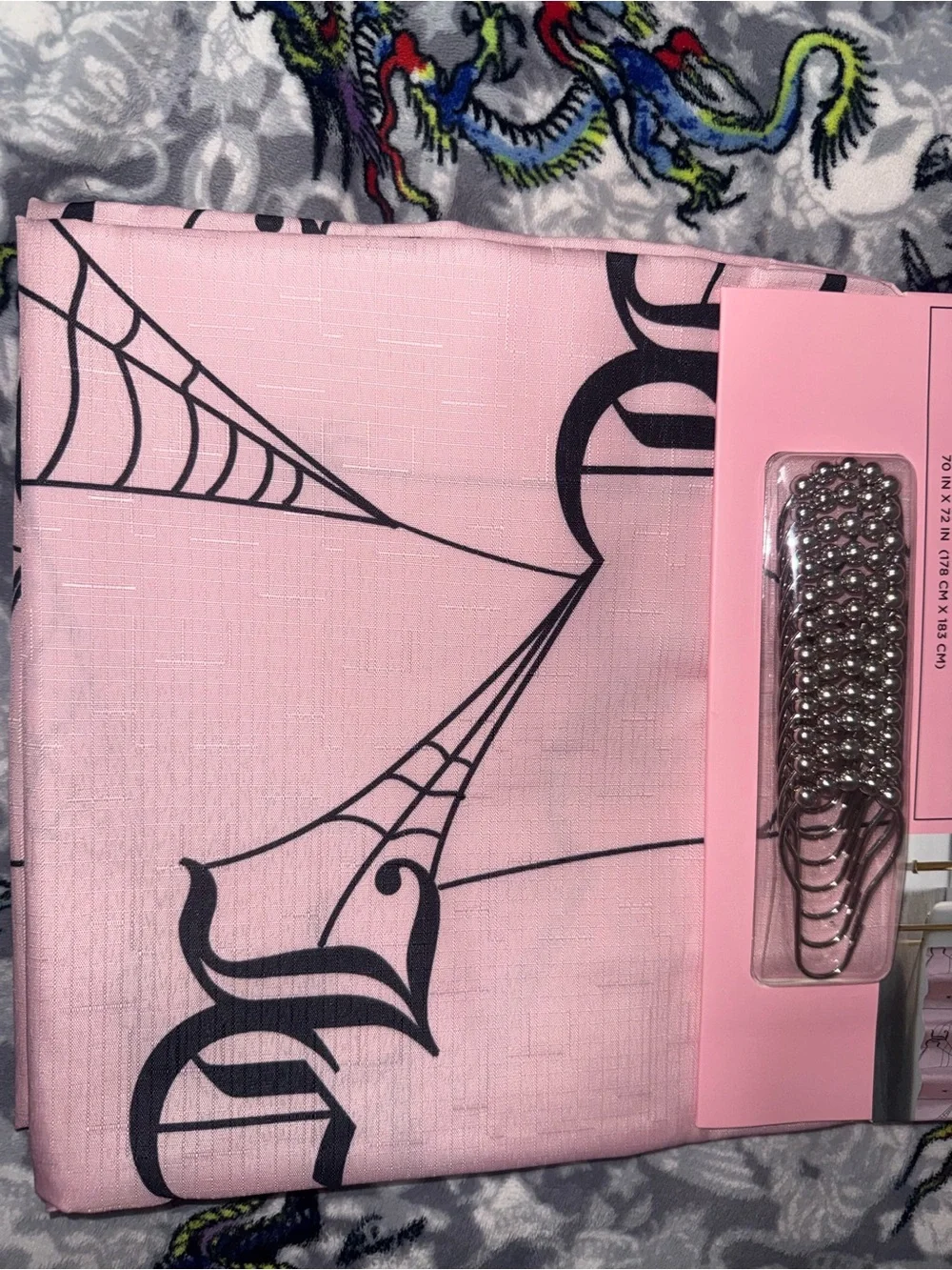 Juicy Couture Home Pink Spiderweb 13-Piece Shower Curtain Set NWT
